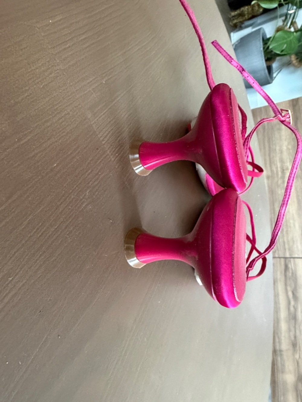 Jeffrey Campbell Fuchsia Satin Strappy Square-Toe Heels - Picture 3 of 4